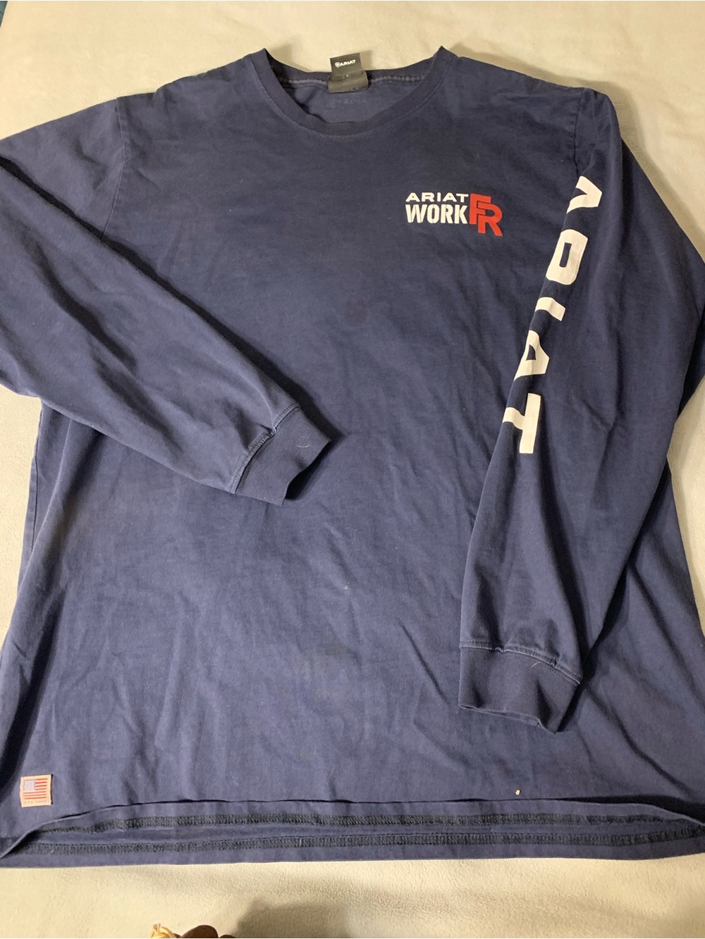Ariat Mens Navy Long Sleeve Work Tee with Flame resistant